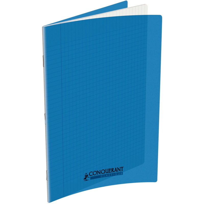 Piqûre 48 pages CONQUERANT, 24x32 cm, seyès, couv PP bleu