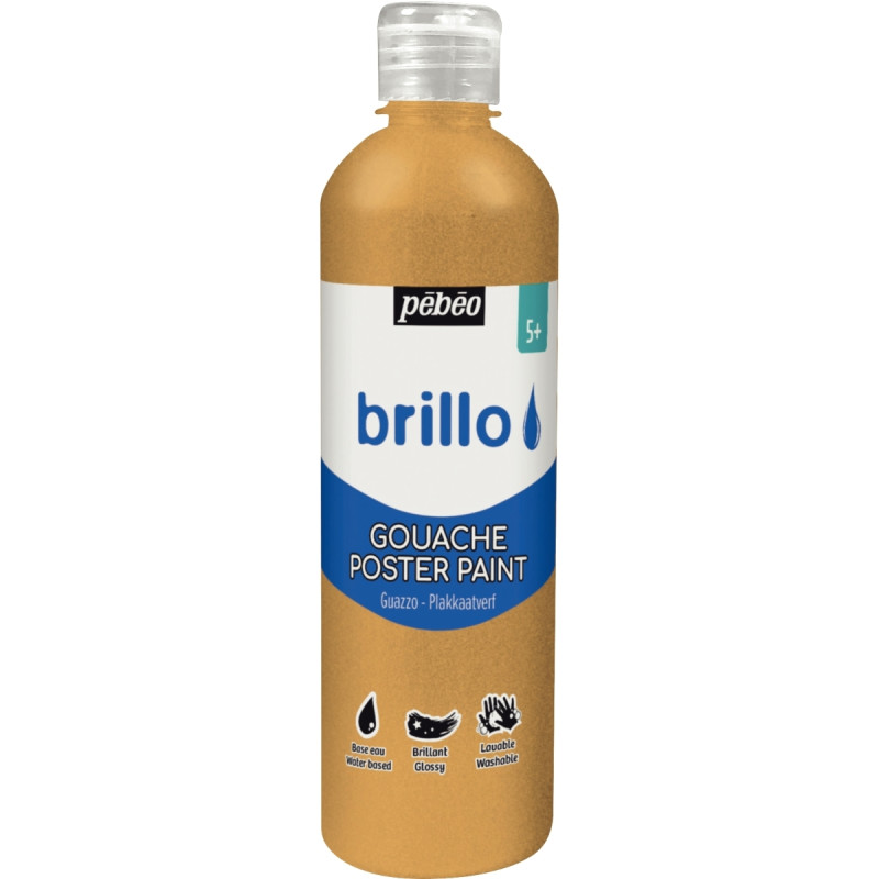 Flacon 500 ml de gouache brillante BRILLO coloris or