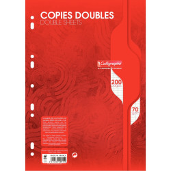 Copies doubles perforées 200 pages 70g, format A4, seyès blanc