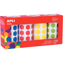 Pack de 4 rouleaux de 7080 gommettes hexagonales assorties