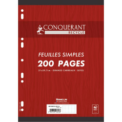 Feuillets mobiles CONQUERANT RECYCLE 200 pages 90g, format A4, seyès