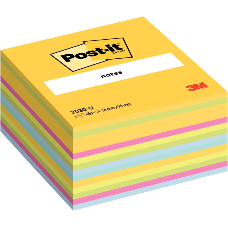 Cube de 450 feuilles de notes post-it repositionnables 76 x 76 mm coul