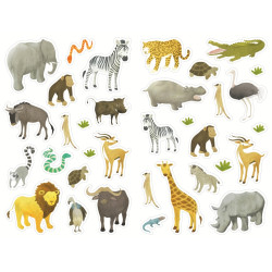 Pochette de 408 gommettes les animaux sauvages, adhésives repositionna