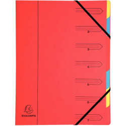 Trieur dos agrafé avec élastiques 7 compartiments, coloris assortis