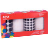 Lot de 4 rouleaux de gommettes rondes Ø 10.5 et 20mm noir et blanc