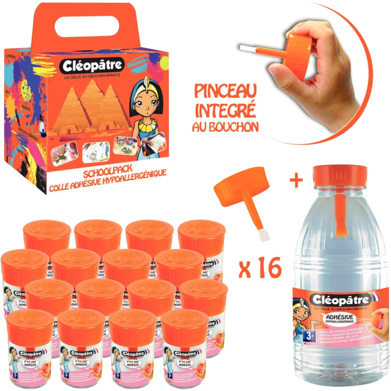 Valise 16 petits pots adhésive hypoallergénique + recharge 500g