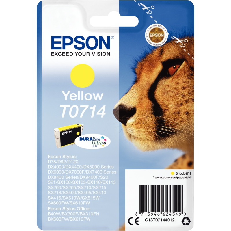 Epson GUÉPARD cartouche jet d'encre jaune authentique (T071440)