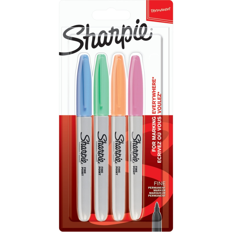 Blister de 4 marqueurs permanents Sharpie pastel