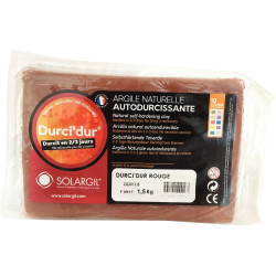 Pain de 1,5 kg argile naturelle à modeler durci dur coloris rouge