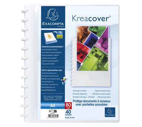 Protège-documents à anneaux et pochettes détachables KreaCover 80 vues - A4