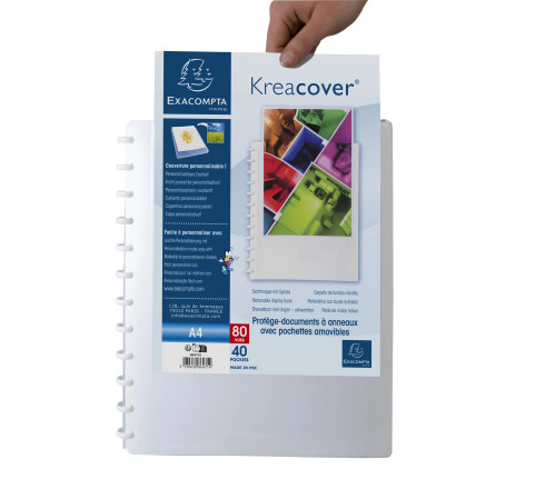Protège-documents à anneaux et pochettes détachables KreaCover 80 vues - A4