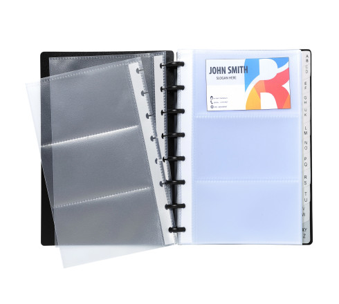 Porte-cartes de visite à anneaux et pochettes détaclables A5