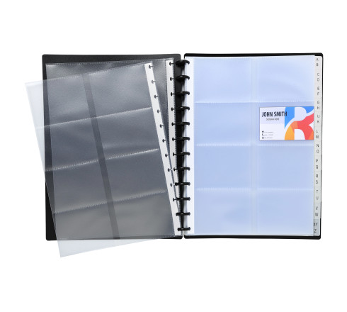 Porte-cartes de visite à anneaux et pochettes détachables A4