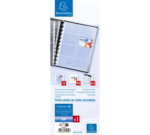 Porte-cartes de visite à anneaux et pochettes détachables A4