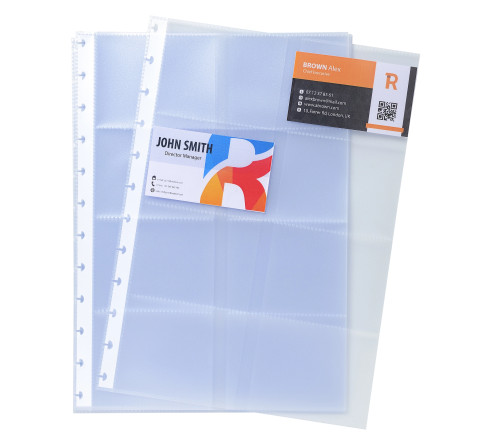 Paquet de 10 recharges pochettes pour porte-cartes de visite à anneaux A4