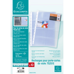 Paquet de 10 recharges pochettes pour porte-cartes de visite à anneaux A4