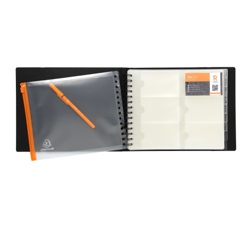Porte cartes de visite Exacard à pochettes détachables 240 cartes Exactive® - 20x25cm