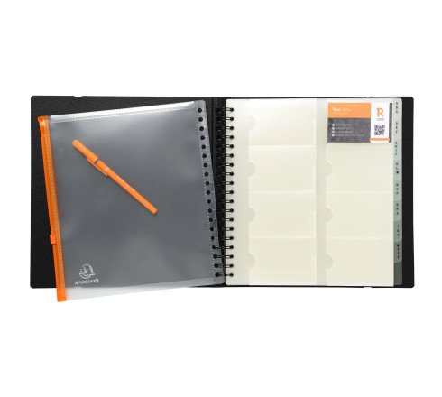 Porte cartes de visite Exacard à pochettes détachables 320 cartes Exactive® - 26,5x25cm