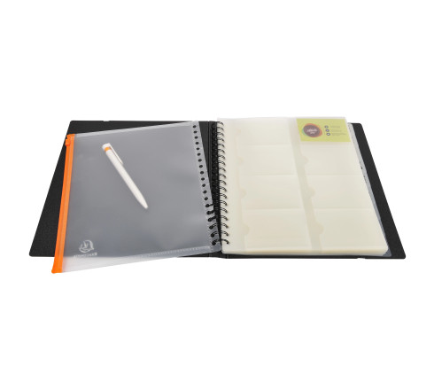 Porte cartes de visite Exacard à pochettes détachables 320 cartes Exactive® - 26,5x25cm