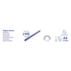 Boite 100 reliures spirales plastique 8mm