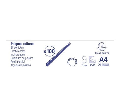 Boite 100 reliures spirales plastique 12mm