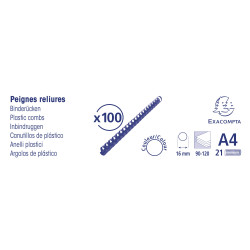 Boite 100 reliures spirales plastique 16mm