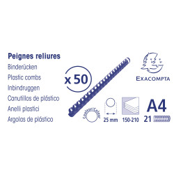 Boite 50 reliures spirales plastique 25mm