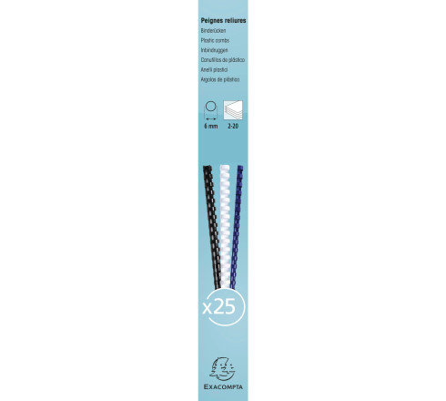 Boite 25 reliures spirales plastique 6mm