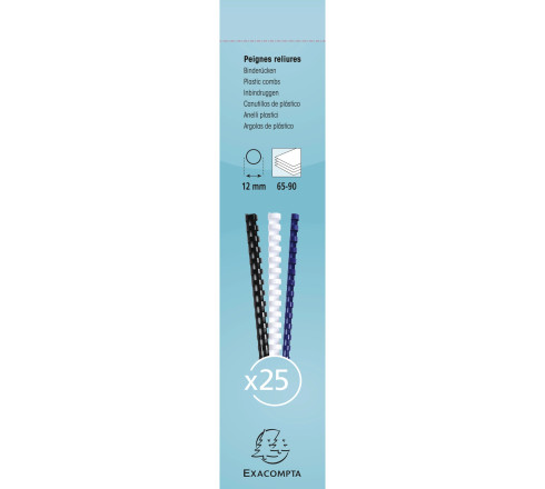 Boite 25 reliures spirales plastique 12mm