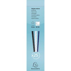 Boite 25 reliures spirales plastique 16mm