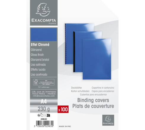 Paquet de 100 couvertures Chromées pour reliure A4