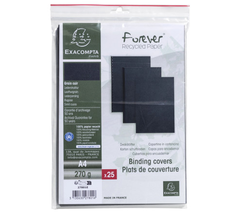 Sachet de 25 couvertures grain cuir pour reliure A4