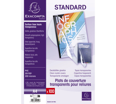 Boite de 100 plats pour relier PVC 20x100e - A4