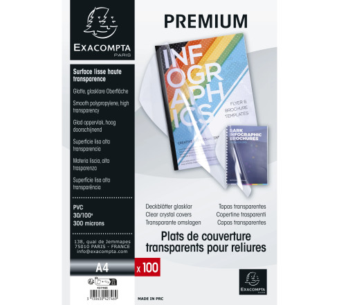 Boite de 100 plats pour relier PVC 30x100e - A4