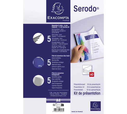 Kit de présentation Serodo pour relier jusqu'à 60 feuilles A4.