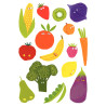 Pochette de 87 maxi gommettes fruits et légumes, adhésives repositionn