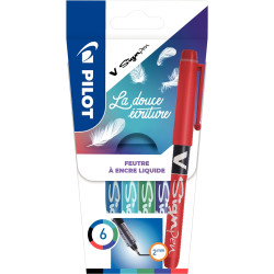 Pochette de 6 feutres V-Sign Pen assortis