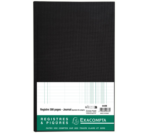 Registre 36x22,5cm journal avec répertoire à la fin du registre 300 pages