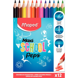 Pochette de 12 crayons de couleur SchoolPeps maxi