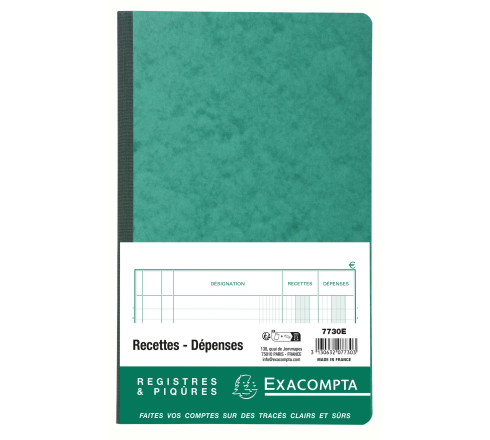 Piqûre 32x19,5cm recettes-dépenses 80 pages