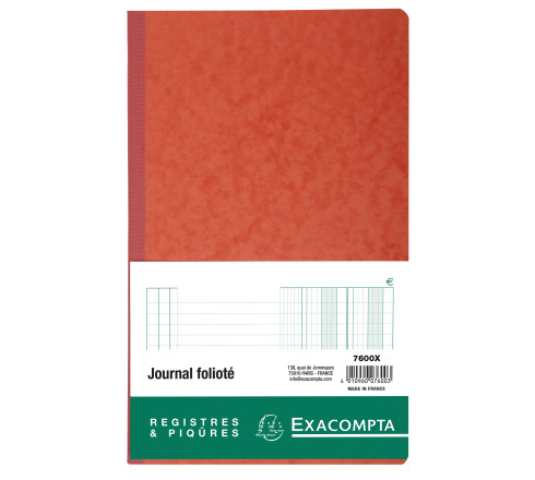 Piqûre Journal folioté - avec feuille d'identification - 38 lignes - texte FR -80 pages