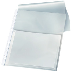 Sachet de 10 pochettes plan perforées en PVC avec rabat