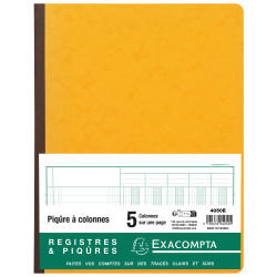 Piqûre 32x25cm 5 colonnes sur 1 page 31 lignes 80 pages