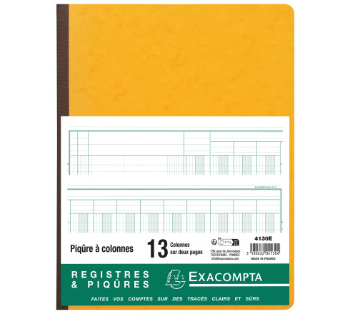 Piqûre 32x25cm 13 colonnes sur 2 pages 33 lignes 80 pages