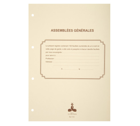 Recharge 297X210 Assemblées générales , Conseil d'administration 100 feuillets foliotés 90g + gardes