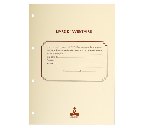 Recharge 297X210 Livre d'inventaire (&) Livre journal 150 feuillets foliotés 90g + gardes