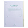 Recharge numérotée/perforée 58 feuillets unis blanc, épaisseur du papier 90g, avec gardes titrées pour classeurs Mouvements