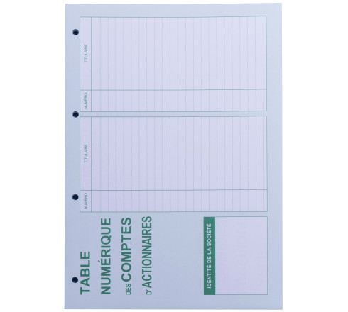 Recharge numérotée/perforée 58 feuillets unis blanc, épaisseur du papier 90g, avec gardes titrées pour classeurs Mouvements