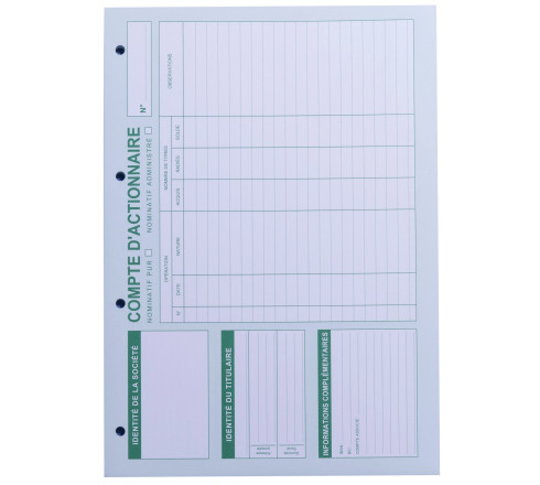 Recharge numérotée/perforée 58 feuillets unis blanc, épaisseur du papier 90g, avec gardes titrées pour classeurs Mouvements