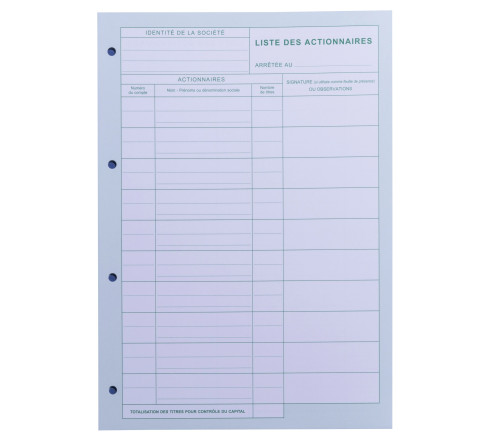 Recharge numérotée/perforée 58 feuillets unis blanc, épaisseur du papier 90g, avec gardes titrées pour classeurs Mouvements